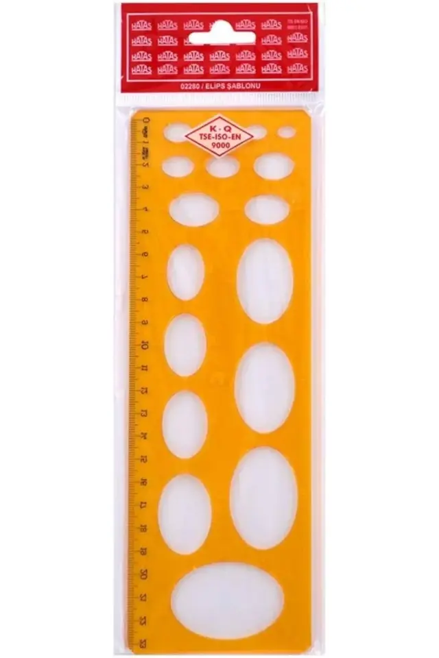 1-36mm Plastik Elips Şablonu / 02280