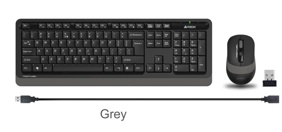 A4 Tech Fg1010 2.4G Gri Q Fn-Mm Klv+Optik Mouse Set
