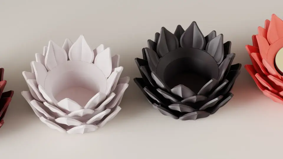 Lotus Çiçeği Desenli Tealight Mumluk