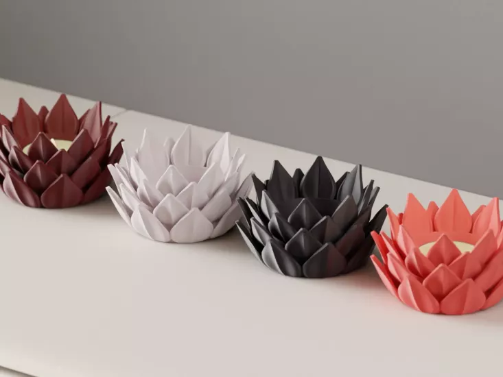 Lotus Çiçeği Desenli Tealight Mumluk